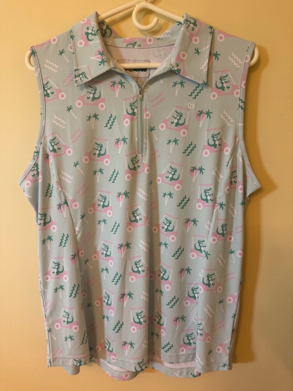 Tipsy Elves Golf Polo with alligator driving golf cart XL